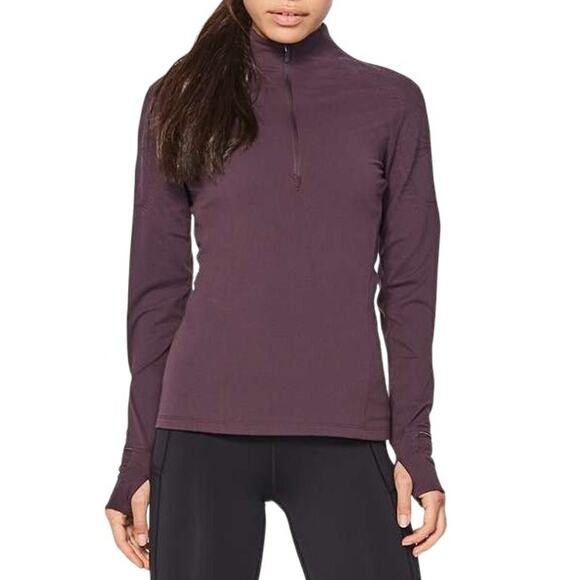 Lululemon Toasty Tech Sweatshirt Women 8 Black Cherry 1/2 Zip Wicking Running - Picture 1 of 14